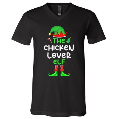 I'm The Chicken Lover Elf Xmas Matching Pajama  V-Neck T-Shirt