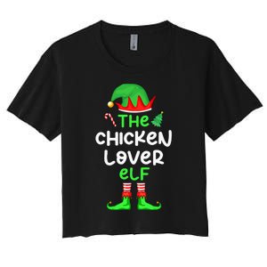 I'm The Chicken Lover Elf Xmas Matching Pajama  Women's Crop Top Tee