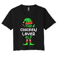 I'm The Chicken Lover Elf Xmas Matching Pajama  Women's Crop Top Tee