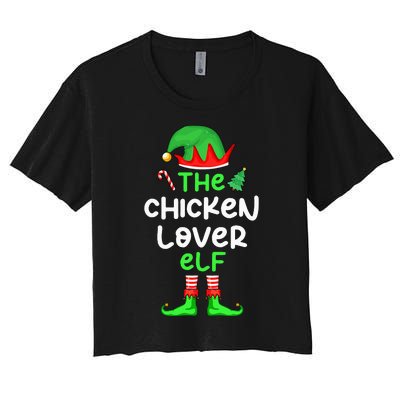 I'm The Chicken Lover Elf Xmas Matching Pajama  Women's Crop Top Tee