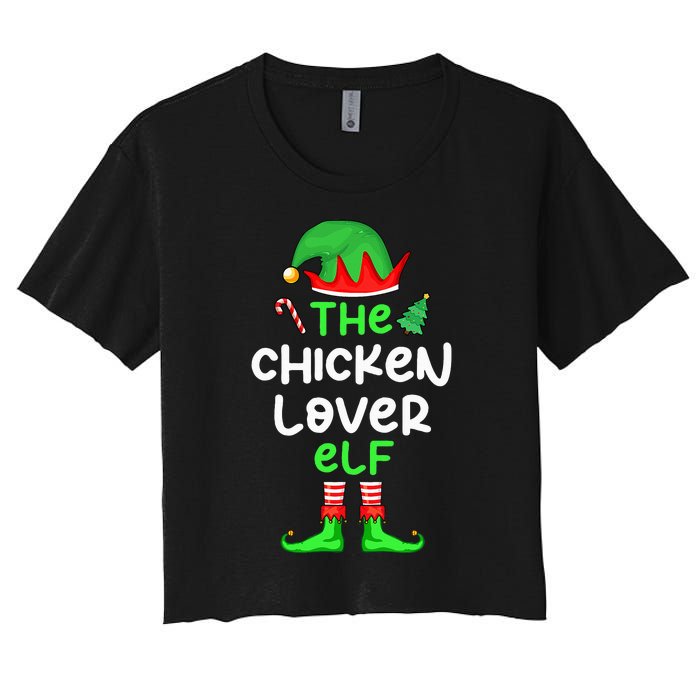 I'm The Chicken Lover Elf Xmas Matching Pajama  Women's Crop Top Tee