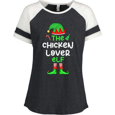 I'm The Chicken Lover Elf Xmas Matching Pajama  Enza Ladies Jersey Colorblock Tee