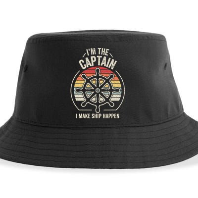 I'm The Captain I Make Ship Happen Retro Boating Sustainable Bucket Hat