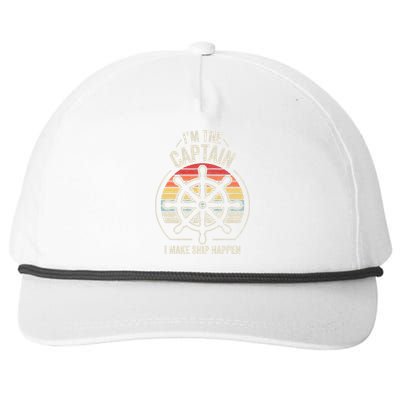 I'm The Captain I Make Ship Happen Retro Boating Snapback Five-Panel Rope Hat