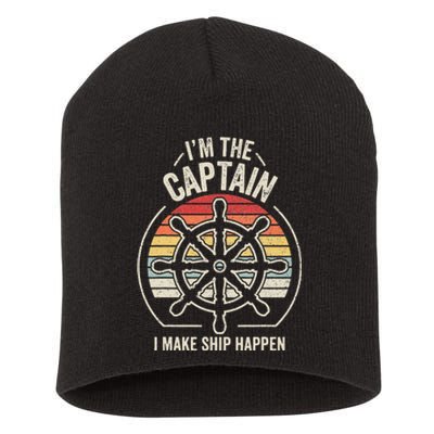 I'm The Captain I Make Ship Happen Retro Boating Short Acrylic Beanie