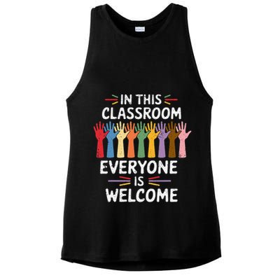 In This Classroom Everyone Is Welcome Colorful Teaching Ladies PosiCharge Tri-Blend Wicking Tank