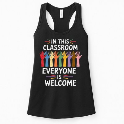In This Classroom Everyone Is Welcome Colorful Teaching Womens Tank Top