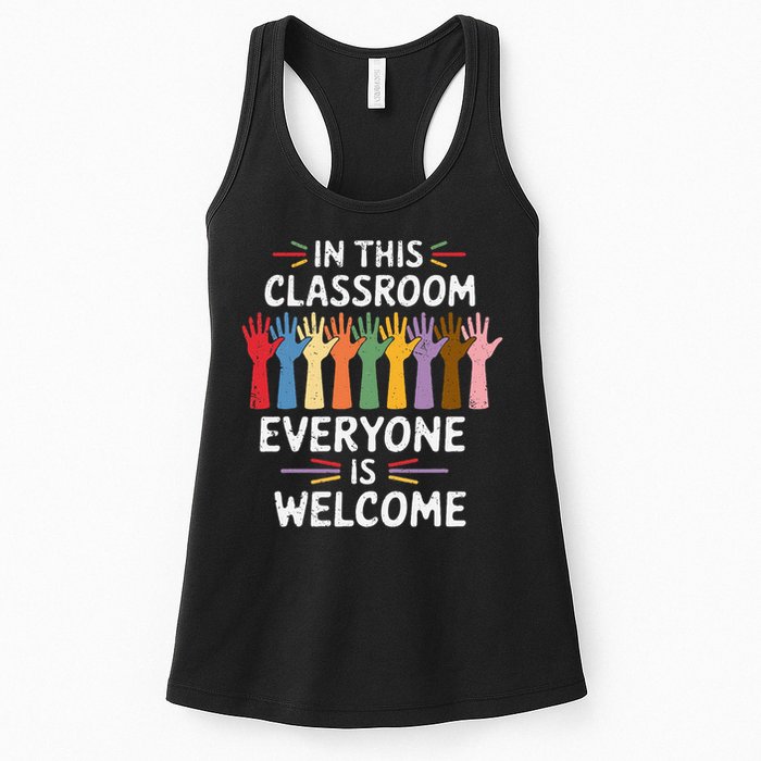 In This Classroom Everyone Is Welcome Colorful Teaching Womens Tank Top
