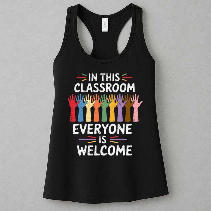 In This Classroom Everyone Is Welcome Colorful Teaching Womens Tank Top