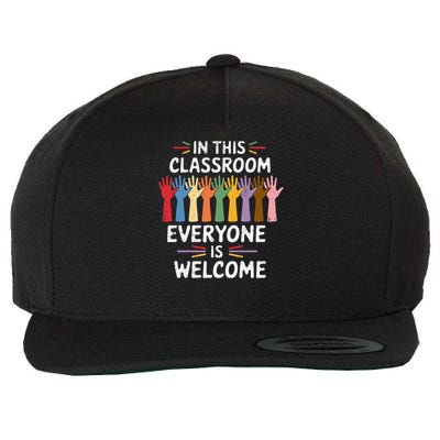 In This Classroom Everyone Is Welcome Colorful Teaching Wool Snapback Cap
