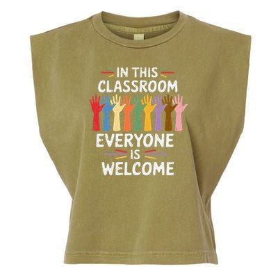 In This Classroom Everyone Is Welcome Colorful Teaching Garment-Dyed Women's Muscle Tee
