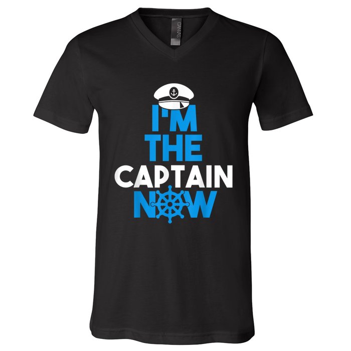 I'm The Captain Now Cool Funny Boating For Boat Lovers V-Neck T-Shirt