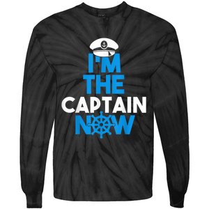 I'm The Captain Now Cool Funny Boating For Boat Lovers Tie-Dye Long Sleeve Shirt