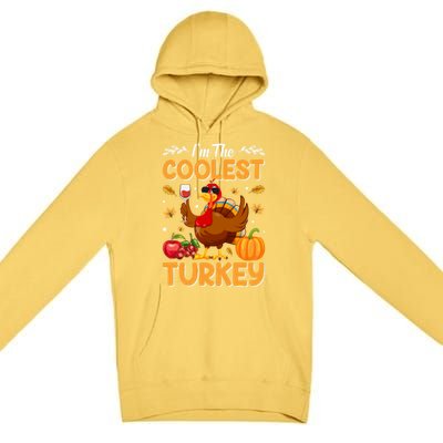 Im The Coolest Turkey In Town Illustration Graphic Designs Gift Premium Pullover Hoodie