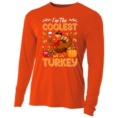 Im The Coolest Turkey In Town Illustration Graphic Designs Gift Cooling Performance Long Sleeve Crew