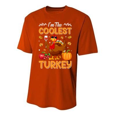 Im The Coolest Turkey In Town Illustration Graphic Designs Gift Performance Sprint T-Shirt