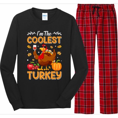 Im The Coolest Turkey In Town Illustration Graphic Designs Gift Long Sleeve Pajama Set