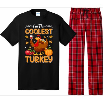 Im The Coolest Turkey In Town Illustration Graphic Designs Gift Pajama Set