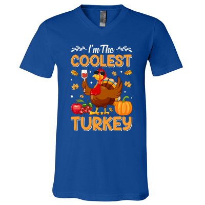 Im The Coolest Turkey In Town Illustration Graphic Designs Gift V-Neck T-Shirt