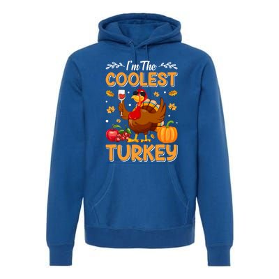 Im The Coolest Turkey In Town Illustration Graphic Designs Gift Premium Hoodie