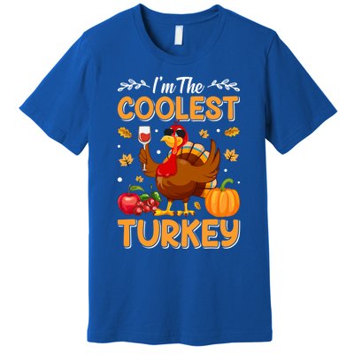 Im The Coolest Turkey In Town Illustration Graphic Designs Gift Premium T-Shirt