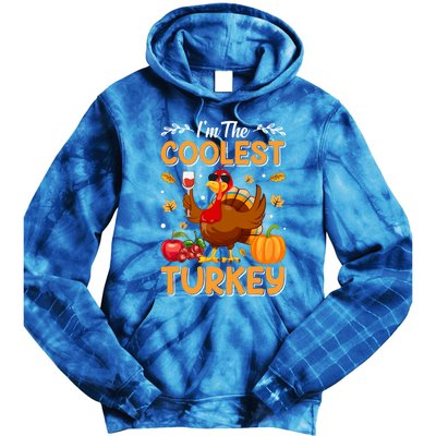 Im The Coolest Turkey In Town Illustration Graphic Designs Gift Tie Dye Hoodie