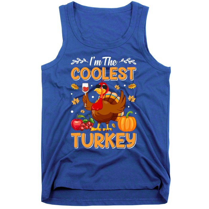 Im The Coolest Turkey In Town Illustration Graphic Designs Gift Tank Top