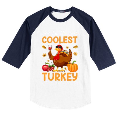 Im The Coolest Turkey In Town Illustration Graphic Designs Gift Baseball Sleeve Shirt