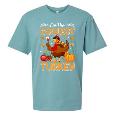 Im The Coolest Turkey In Town Illustration Graphic Designs Gift Sueded Cloud Jersey T-Shirt