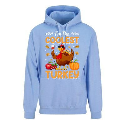 Im The Coolest Turkey In Town Illustration Graphic Designs Gift Unisex Surf Hoodie