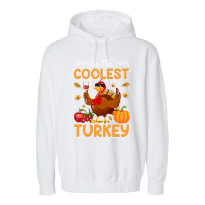 Im The Coolest Turkey In Town Illustration Graphic Designs Gift Garment-Dyed Fleece Hoodie