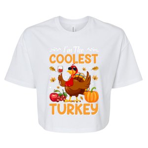 Im The Coolest Turkey In Town Illustration Graphic Designs Gift Bella+Canvas Jersey Crop Tee