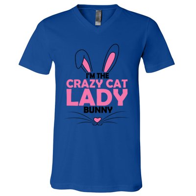 I'm The Crazy Cat Lady Bunny Graphic Cute Easter Day Costume Funny Gift V-Neck T-Shirt