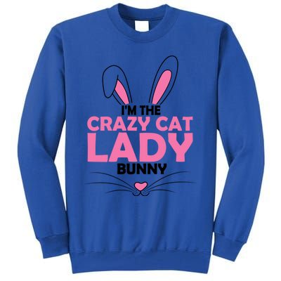 I'm The Crazy Cat Lady Bunny Graphic Cute Easter Day Costume Funny Gift Tall Sweatshirt