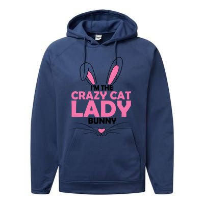 I'm The Crazy Cat Lady Bunny Graphic Cute Easter Day Costume Funny Gift Performance Fleece Hoodie