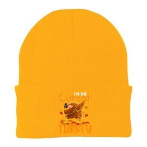 Im The Cutest Turkey Funny Thanksgiving Dabbing Turkey Gift Knit Cap Winter Beanie