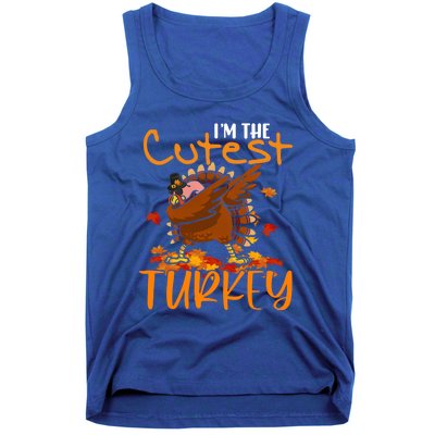 Im The Cutest Turkey Funny Thanksgiving Dabbing Turkey Gift Tank Top