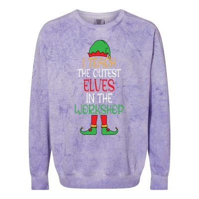 I Teach Cutest In The Workshop Teacher Christmas Top Gift Colorblast Crewneck Sweatshirt