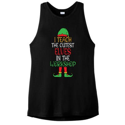 I Teach Cutest In The Workshop Teacher Christmas Top Gift Ladies PosiCharge Tri-Blend Wicking Tank