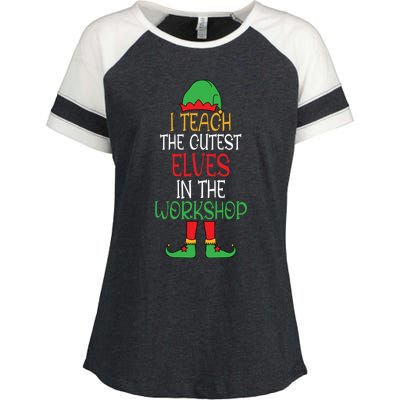 I Teach Cutest In The Workshop Teacher Christmas Top Gift Enza Ladies Jersey Colorblock Tee