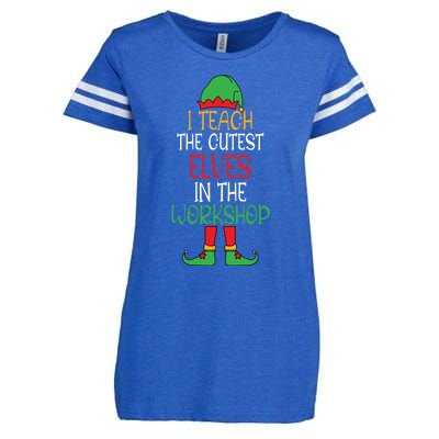 I Teach Cutest In The Workshop Teacher Christmas Top Gift Enza Ladies Jersey Football T-Shirt