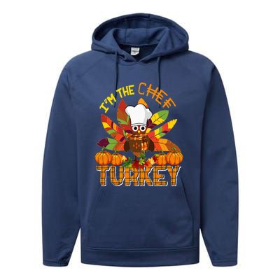 I'm The Chef Turkey Thanksgiving Turkey Plaid Fall Pumpkins Performance Fleece Hoodie