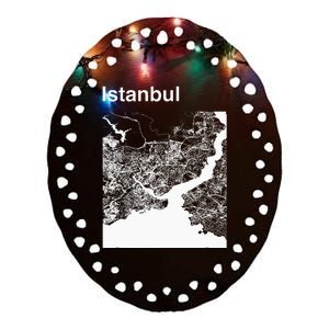 Istanbul Turkey Classic City Map Graphic Ceramic Oval Ornament