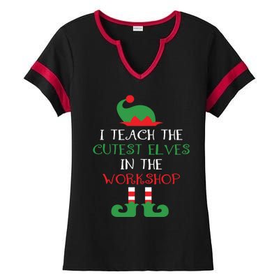 I Teach Cutest In The Workshop Teacher Christmas Top Great Gift Ladies Halftime Notch Neck Tee