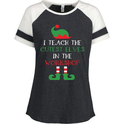 I Teach Cutest In The Workshop Teacher Christmas Top Great Gift Enza Ladies Jersey Colorblock Tee