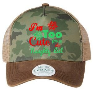 Im Too Cute For The Naughty List Santa Christmas Gift Legacy Tie Dye Trucker Hat