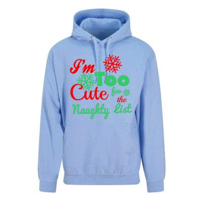 Im Too Cute For The Naughty List Santa Christmas Gift Unisex Surf Hoodie