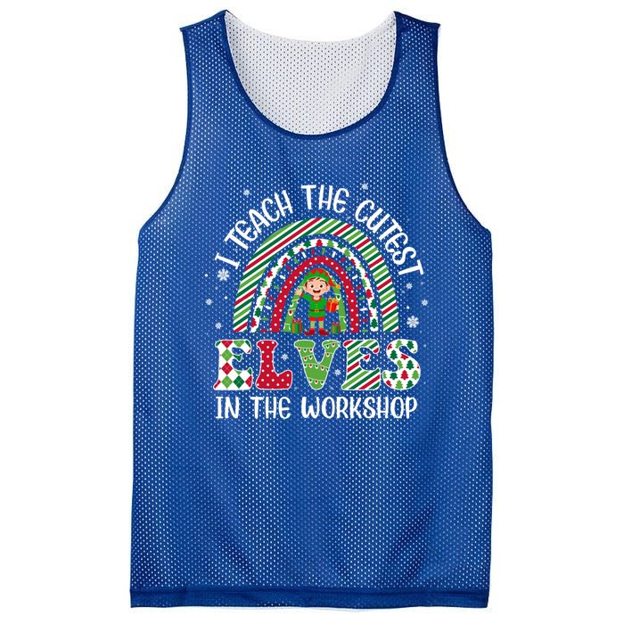 I Teach Cutest In The Workshop Teacher Rainbow Meaningful Gift Mesh Reversible Basketball Jersey Tank