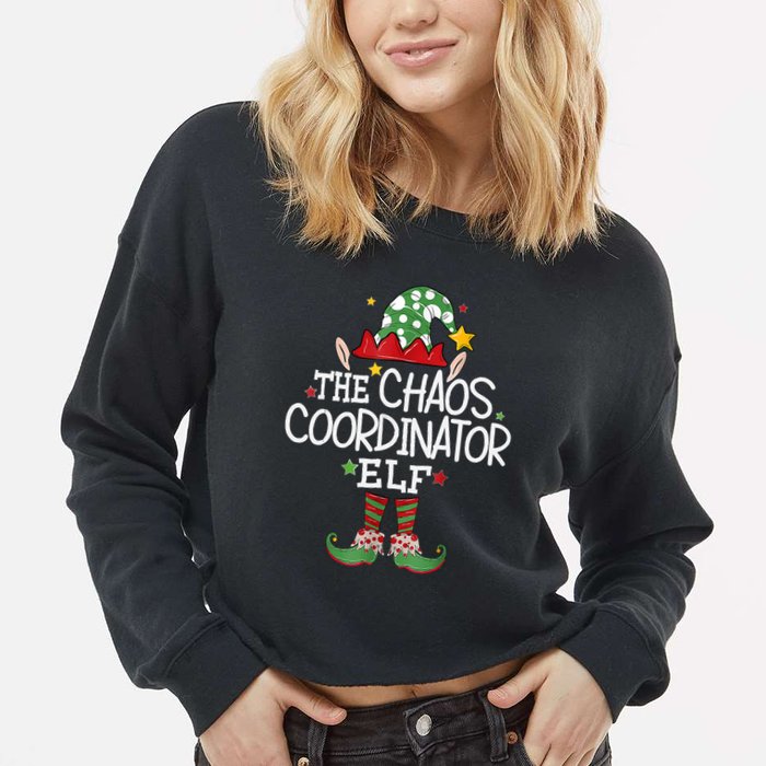 IM The Chaos Coordinator Elf Funny Christmas Matching Elf Cropped Pullover Crew