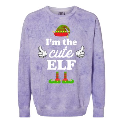 I'm The Cute Elf Matching Family Funny Christmas Group Gift Cute Gift Colorblast Crewneck Sweatshirt